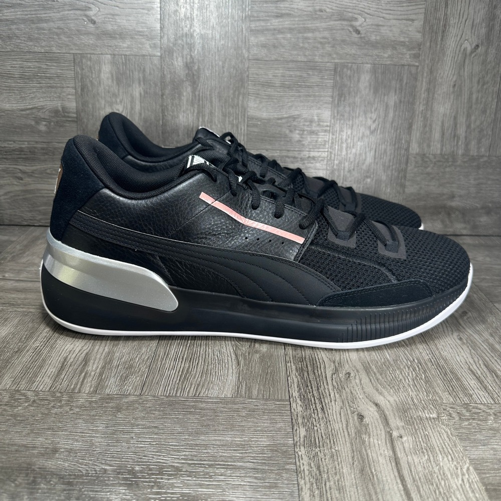 Puma Basketball Shoes Clyde Hardwood Mens Size 18 Black Silver 194044-01 NEW